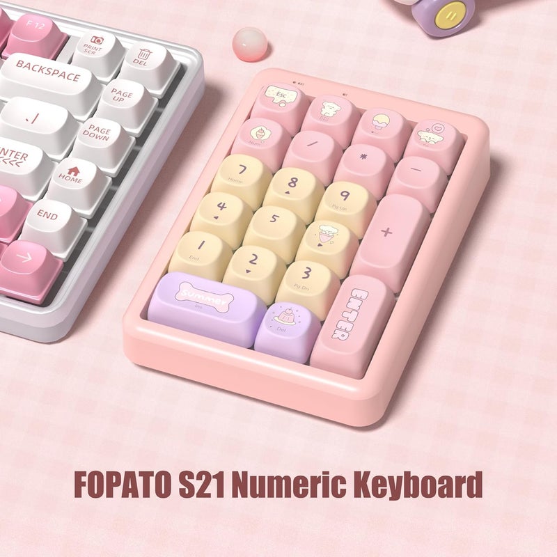 FOPATO NumberPad,21Keys HotSwappable Numpad,Bluetooth5.0/2.4G/Type-C Wireless Numeric Keypad,Rechargeable Number keypad,RGB Gasket Structure Mechanical Keyboard with PBT Keycap for PC Laptop Notebook - Image 2